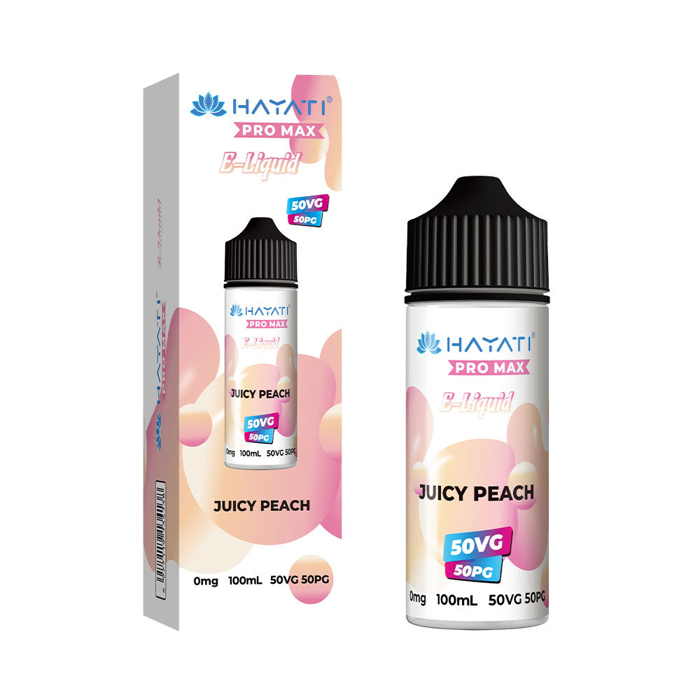 Juicy Peach Hayati Pro Max 100ml Shortfill Eliquid 50/50