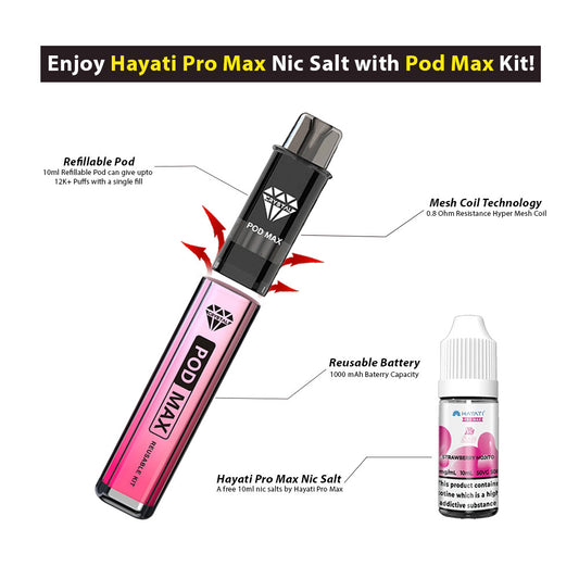 Hayati Pro Max Nic Salt with Crystal Pod Max Kit - 12000 Puffs