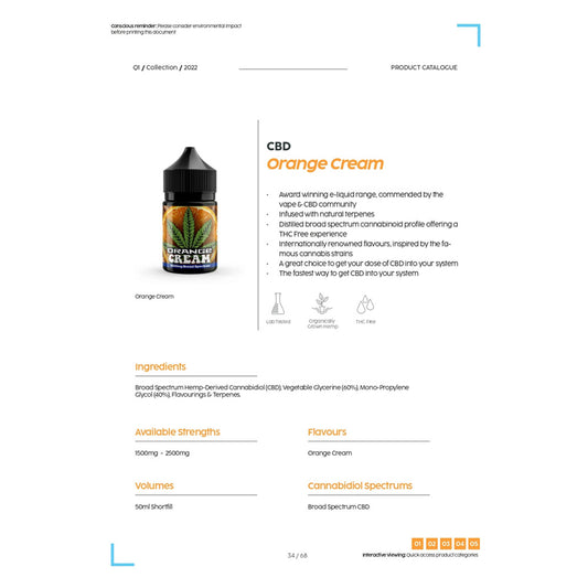 CBD Orange Cream 50ml E Liquid (1500mg)