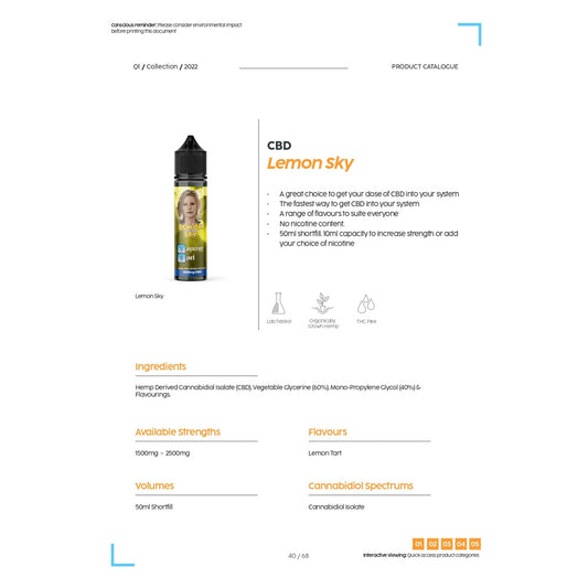 CBD Lemon Sky Lemon Tart 50ml E Liquid (1500mg)